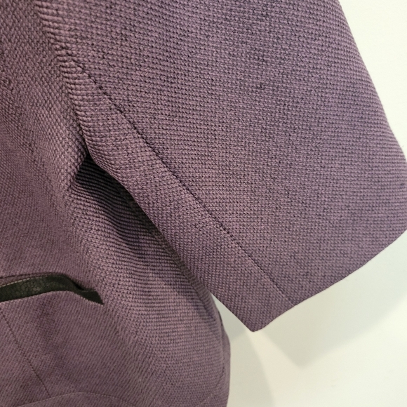 Kim Rogers Chocolate Brown Open Front Blazer Jacket Lined Black trim 12P - Picture 6 of 9